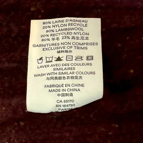 Frank and Oak lambswool burgundy red sweater size: XL - Picture 8 of 8